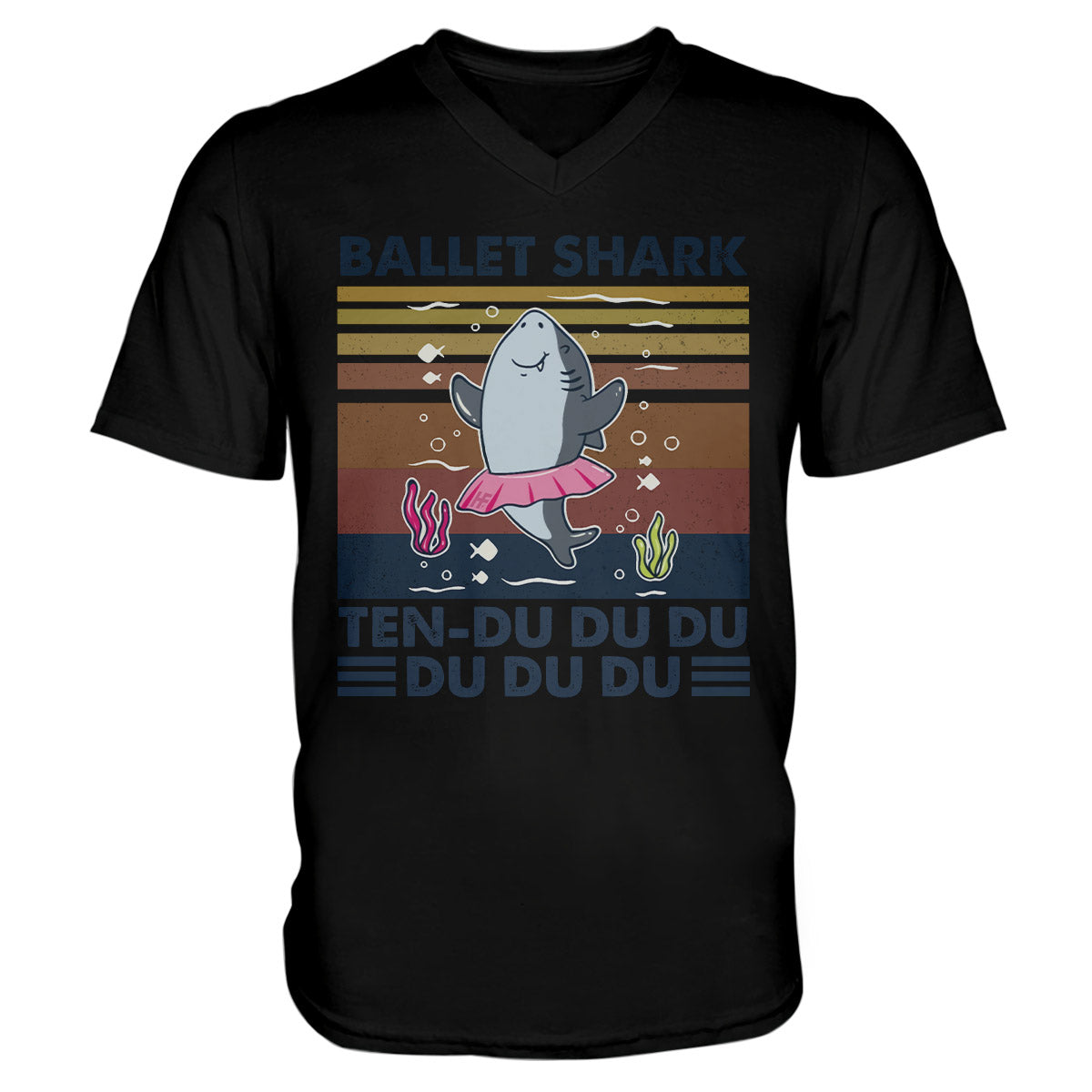 Ballet Shark Retro Ez09 1109 Men V-Neck T-Shirt