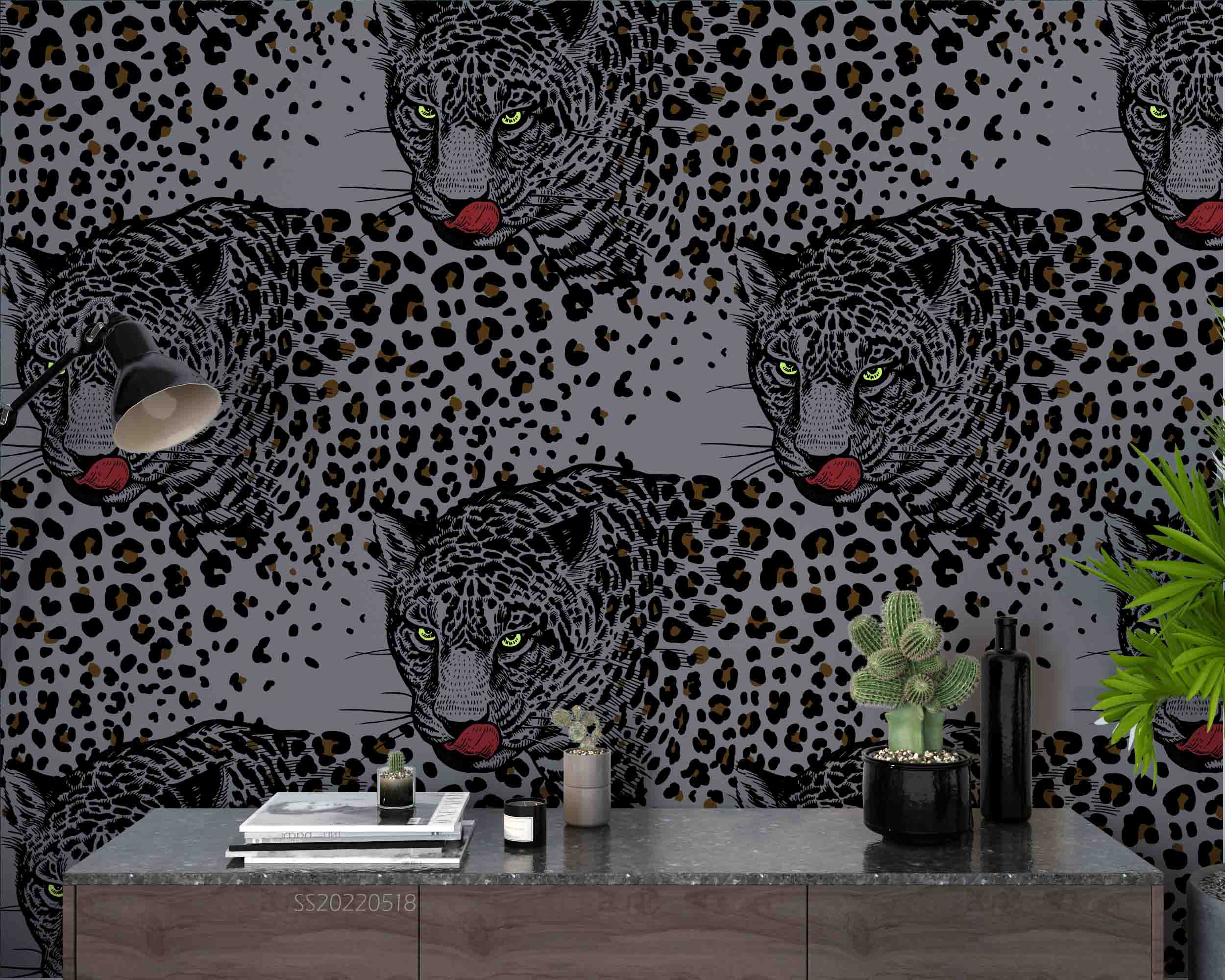 3D Leopard Seamless Wall Mural Wallpaper Sww 90