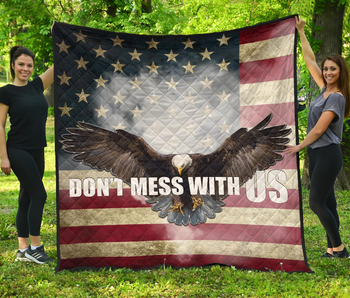 Us Independence Day Bald Eagle Flying Don’T Mess With Us Premium Quilt Blanket