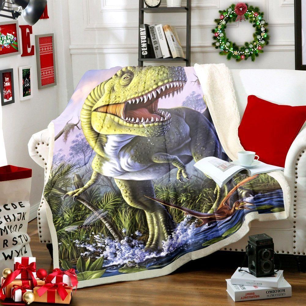 3D Dinosaurs World Printed Fleece Blanket, Sherpa Blanket, Gift For Parent, Family Member, Friends Gift, Christmas Gift, Home Decor, Home Living