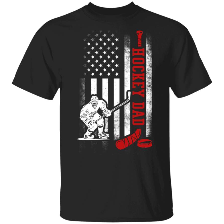 Mens Hockey Dad American Flag Father’s Day Gift Tshirt