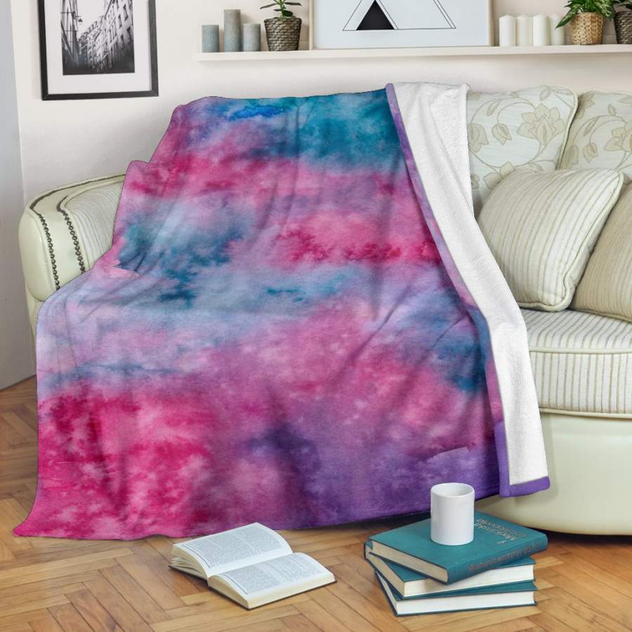 Pink And Blue Watercolor Blanket