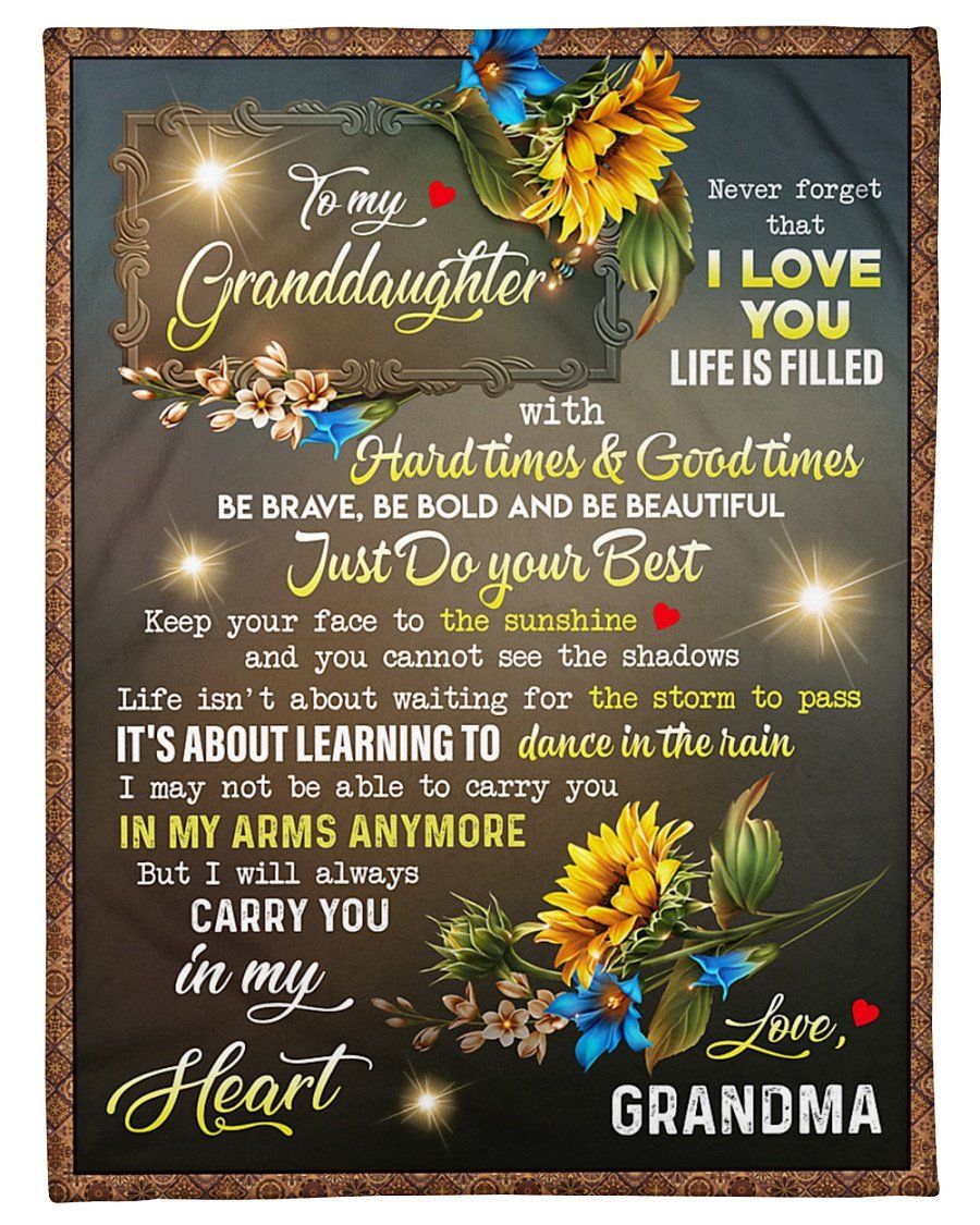 [Personalized Name] Grandma Carry You In My Heart Fleece Blanket, Sherpa Blanket, Gift For Granddaughter Gift For Family Member, Friends Gift, Christmas Gift, Home Decor, Home Living