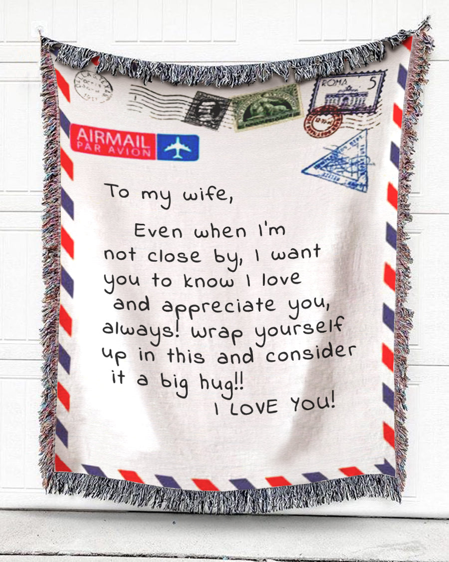 Woven Throw For Wife Wedding Anniversary Gift, Message For Wife, Cotton Blanket