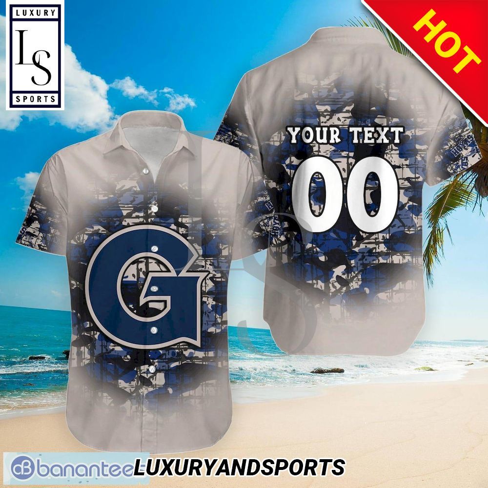 NCCA Georgetown Hoyas Custom Text Number Camouflage Hawaiian Shirt