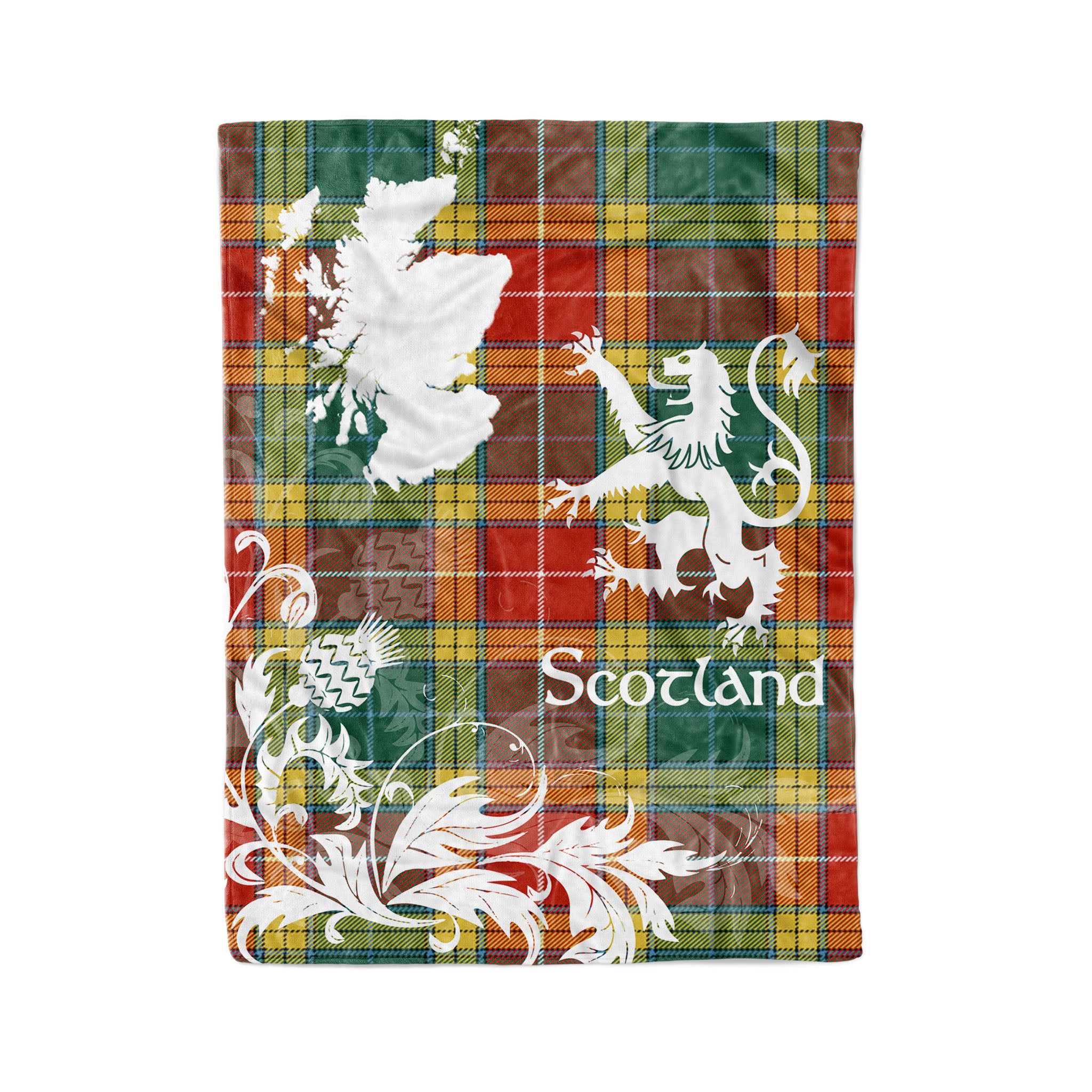 Tartan Plaid Fleece Blanket Tartan Blanket Thistle And Lion Scottish Clan Buchanan Old Sett Plaid Blanket