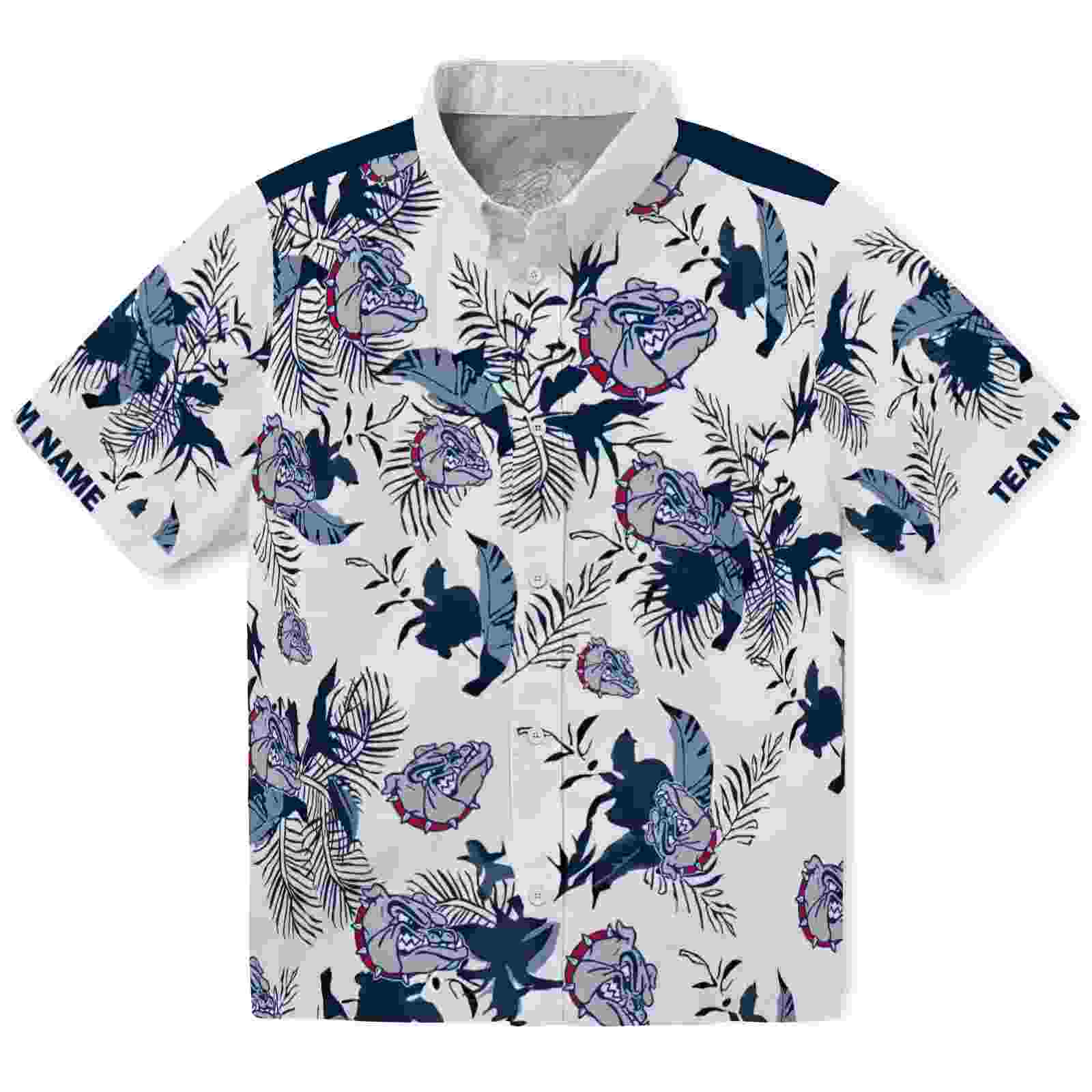 Personalized Gonzaga Bulldogs Botanical Theme Blue White Hawaiian Shirt