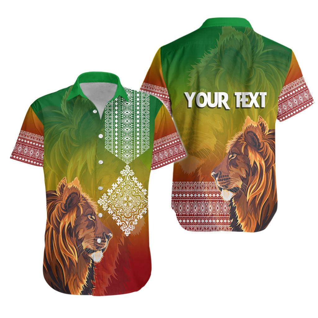 (Custom Personalised) Ethiopia Lion Of Judah Hawaiian Shirt Ethiopia Flag Gradient Lt7