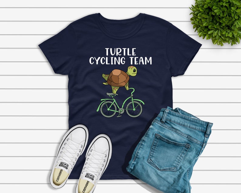 Turtle Cycling Team T-shirt, Cute Cyclist Shirt, Bike Riding Clothes, Bicycle Lover Gift, Cycling Tshirt