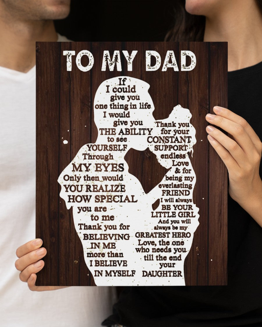 To My Dad Canvas, Father’S Day Gift, Personalized Gift For Dad From Daughter, Christmas Birthday Gift For Dad Print Canvas Wall Art