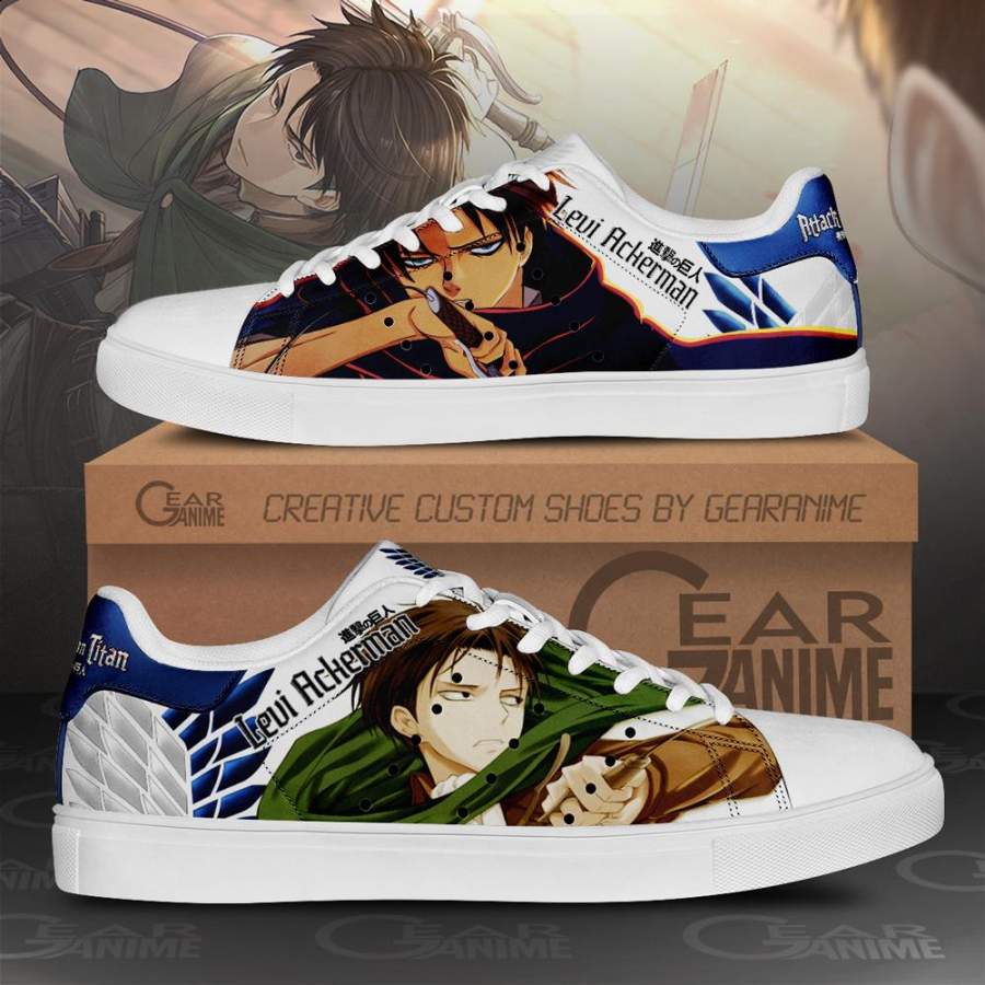 Levi Ackerman Skate Sneakers Attack On Titan Anime Shoes PN10