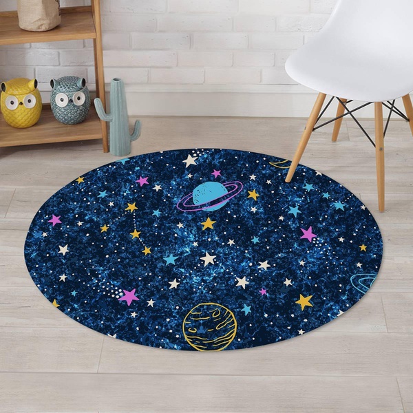 Constellation Star Galaxy Space Round Rug