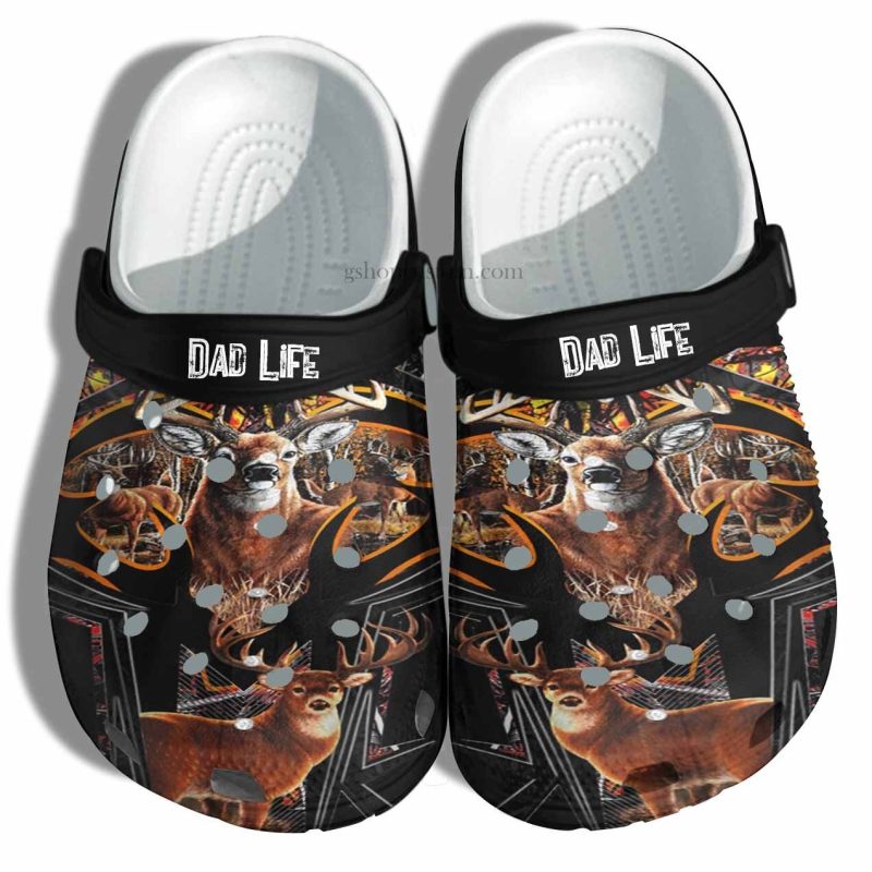 Dad Life Deer Hunter Croc Shoes Gift Men Father Day- Deer Hunting Shoes Customize Name