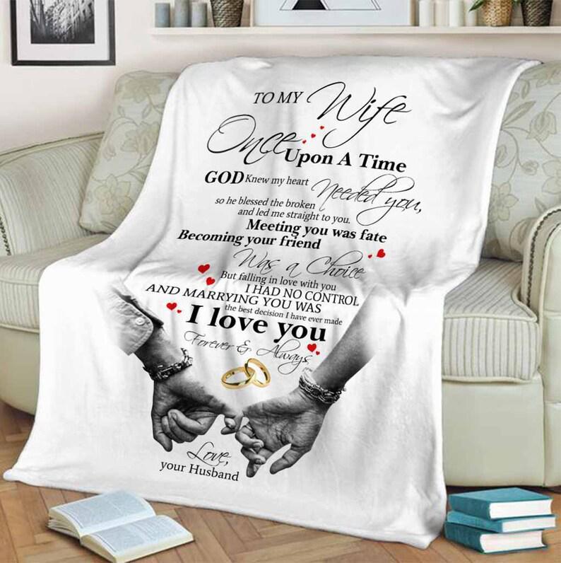 To My Wife Blanket, I Hand No Control And Marrying You Was, I Love You Forever, Gift For  Wife Family Home Decor Bedding Couch Sofa Soft And Comfy Cozy