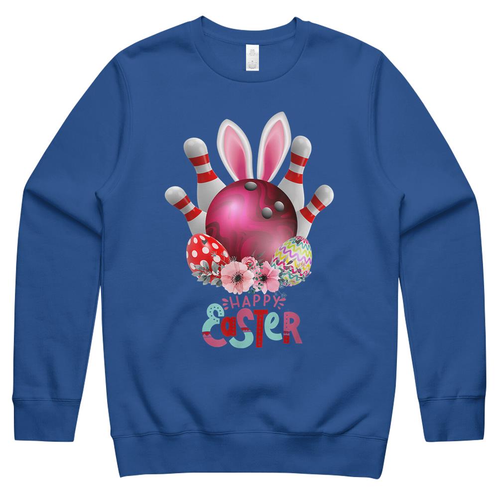 Bowling Happy Easter Day Bunny Eggs Gift Crewneck Sweatshirt