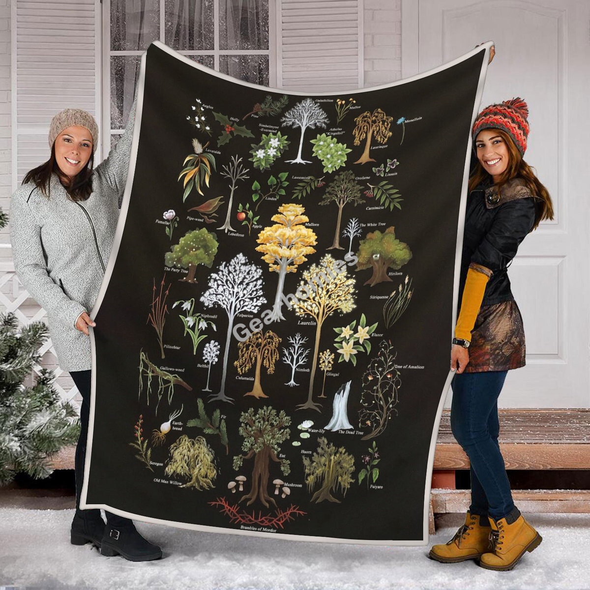 A Tolkien Herbal Lord Of The Rings Tree Print Blanket