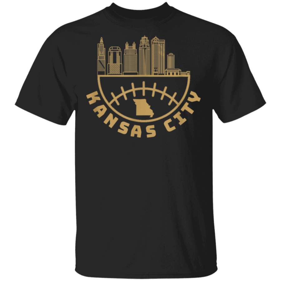 Linear Kansas City Missouri City Skyline Baseball Tshirt