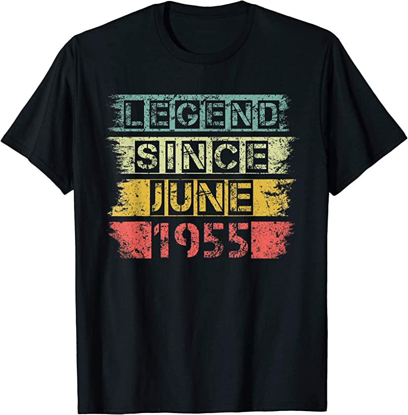 Vintage Retro Legend Since June 1955 65th Birthday Gift T-Shirt