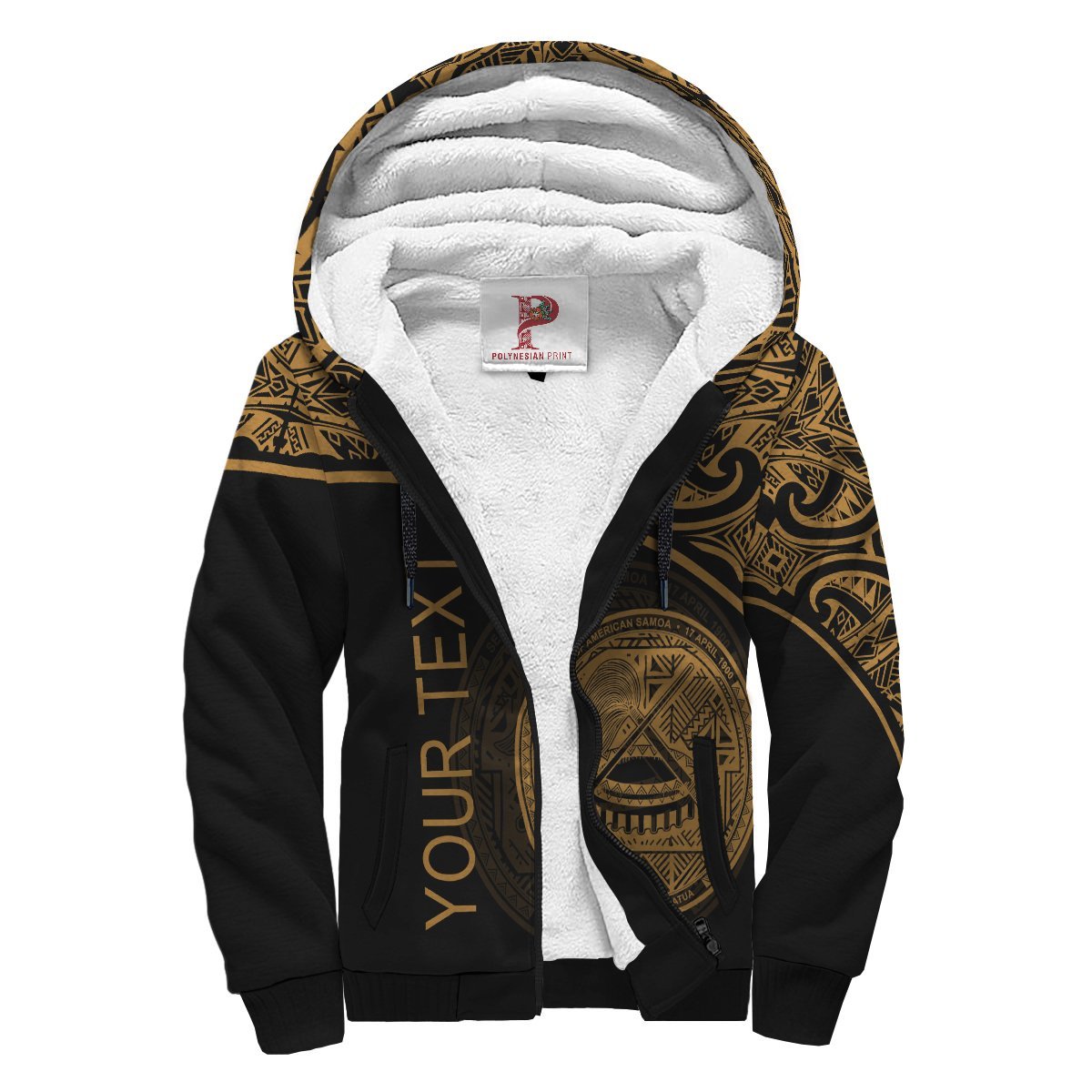 American Samoa Personalised Custom Polynesian Sherpa Hoodie – Curve Gold – BN39