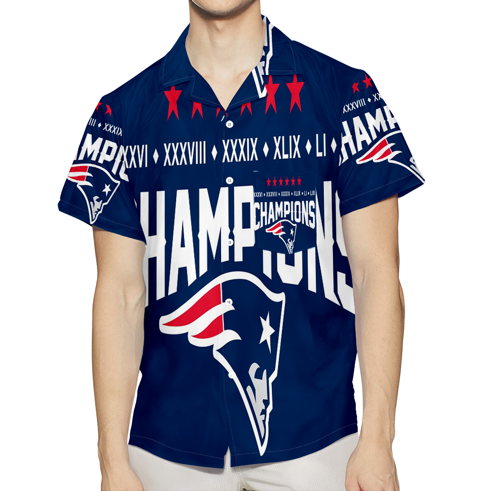 New England Patriots Stars Champions 3D All Over Print Summer Beach Hawaiian Shirt With Pocket