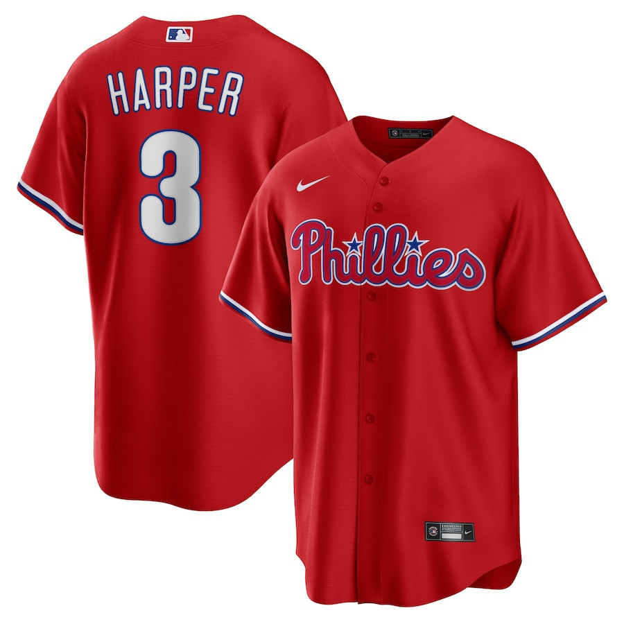 Bryce Harper 3 Philadelphia Phillies Alternate Men Jersey – Red