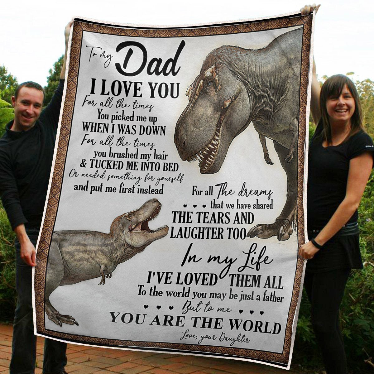 To My Dad Blanket Dinosaurs You Are The World Gift From Daughter Fleece Blanket Unique Gifts