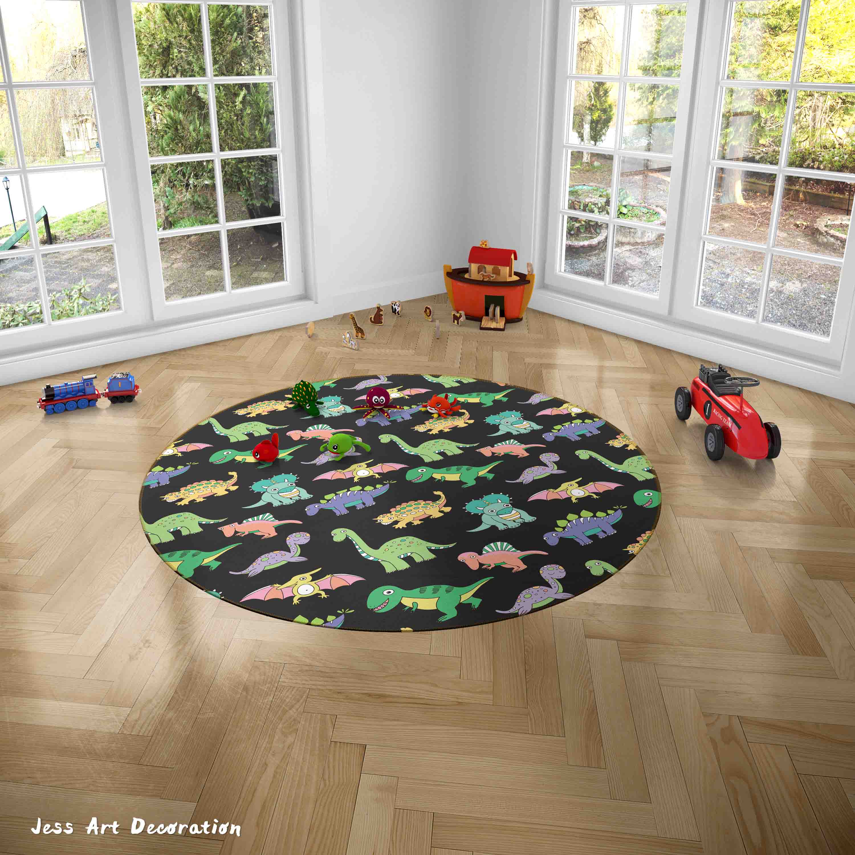 3D Cartoon Animal Dinosaur Kids Non-Slip Round Rug Mat 148