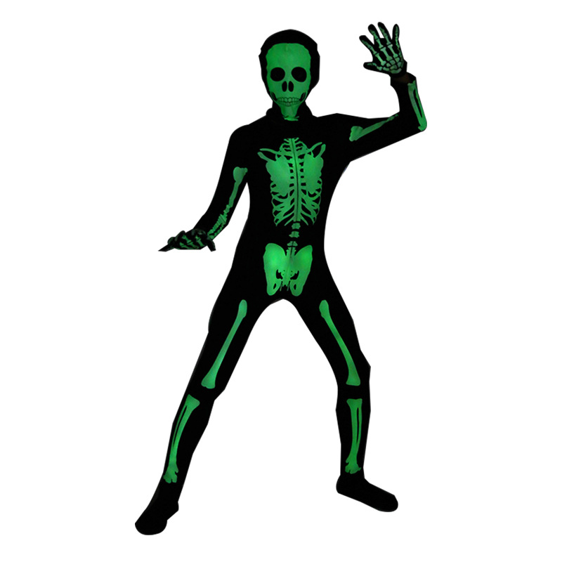 A glowing halloween costume children cosplay luminous skeleton tights horror skeleton party cosplay cos costume alx