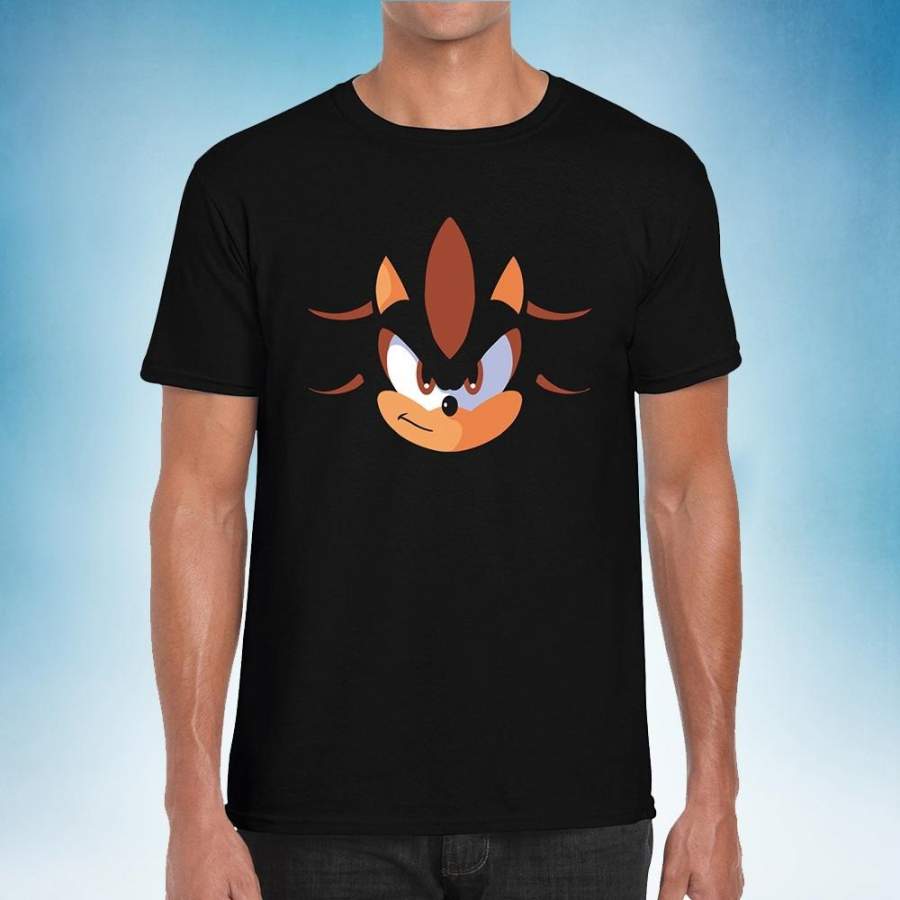 Shadow the Hedgehog Sonic Face Video Game Parody Men Graphic T-shirt Black S-4XL