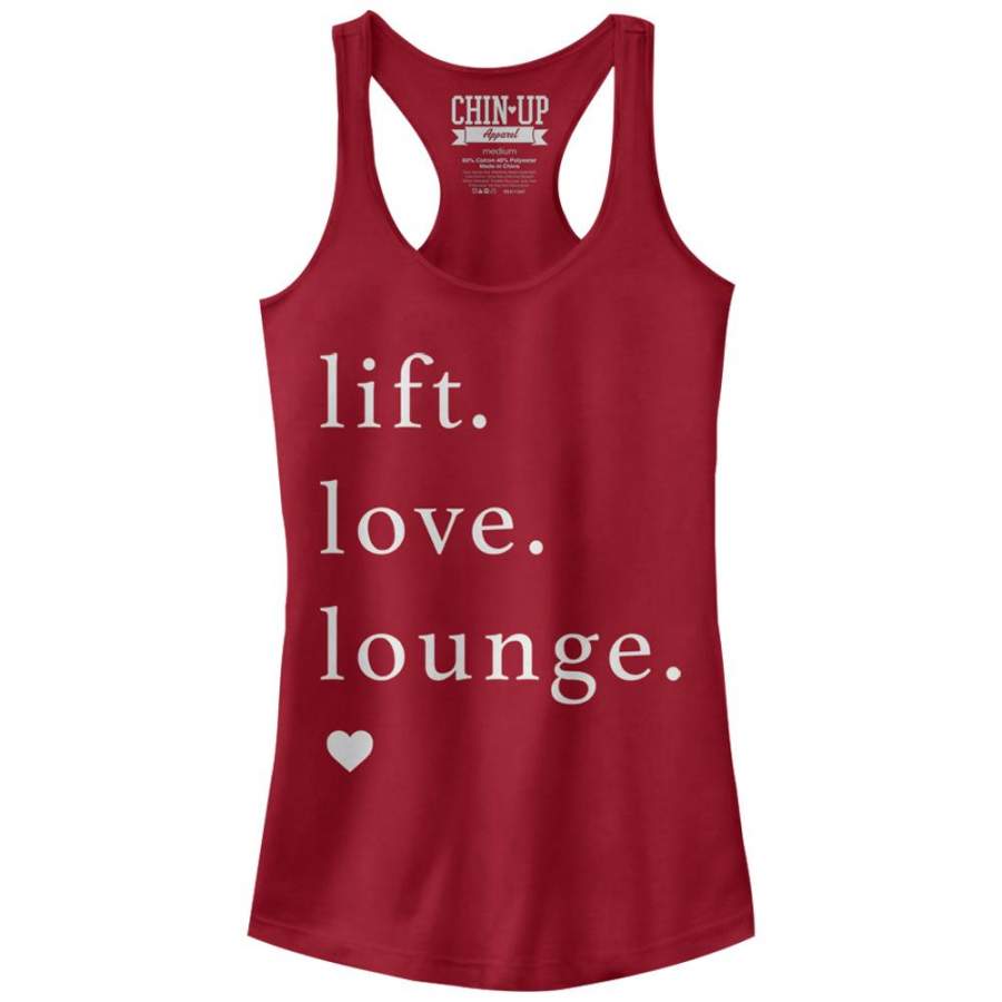 CHIN UP Junior’s Lift Love Lounge  Racerback Tank Scarlet