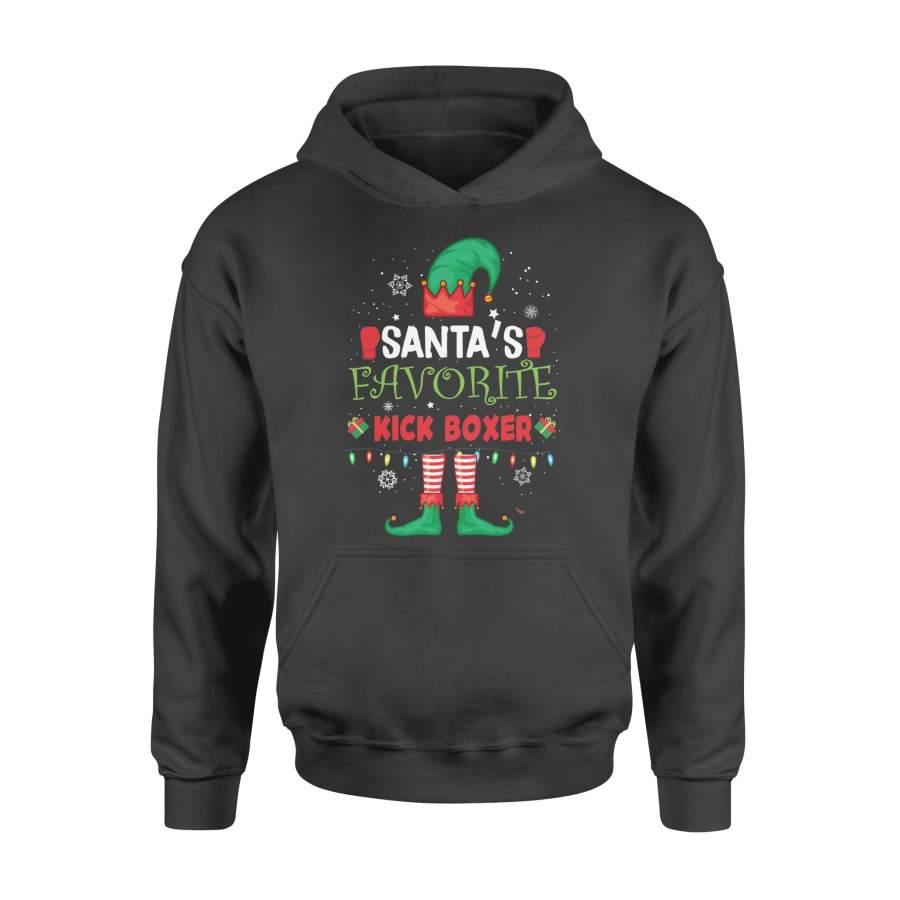 Dngfashion ‘s Santa’s Favorite Kick Boxer- Kick Boxer Shirt – Christmas Tree – Kick Boxer Elf Shirt – Standard Hoodie