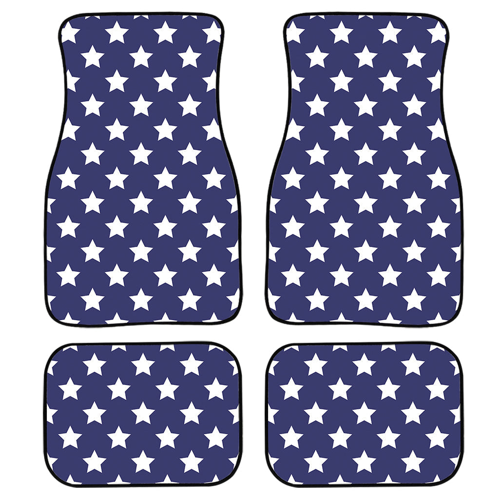 Blue And White Usa Star Pattern Print Front And Back Car Floor Mats, Front Car Mat