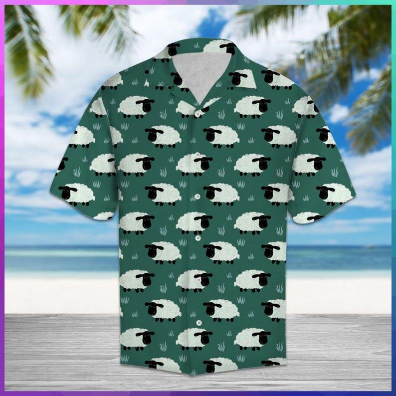 Sheep Green White Unique Design Hawaii Shirt Ha14720