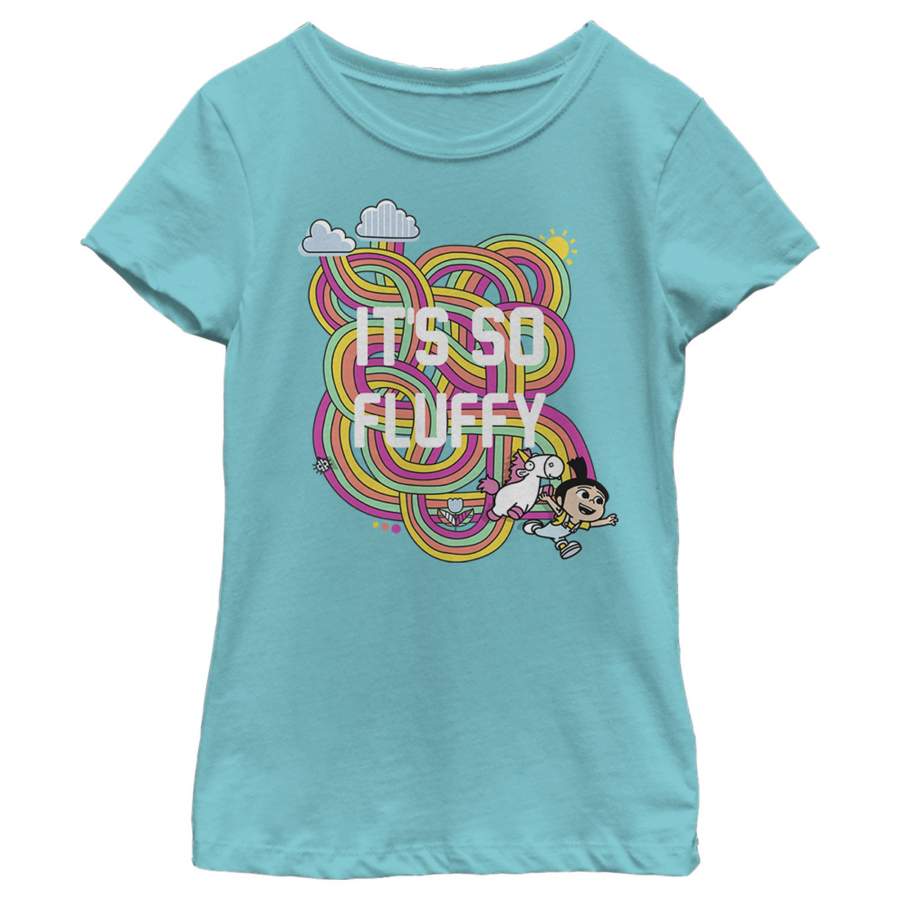 Despicable Me Girl’s Minions Its So Fluffy Rainbow Unicorn  T Shirt