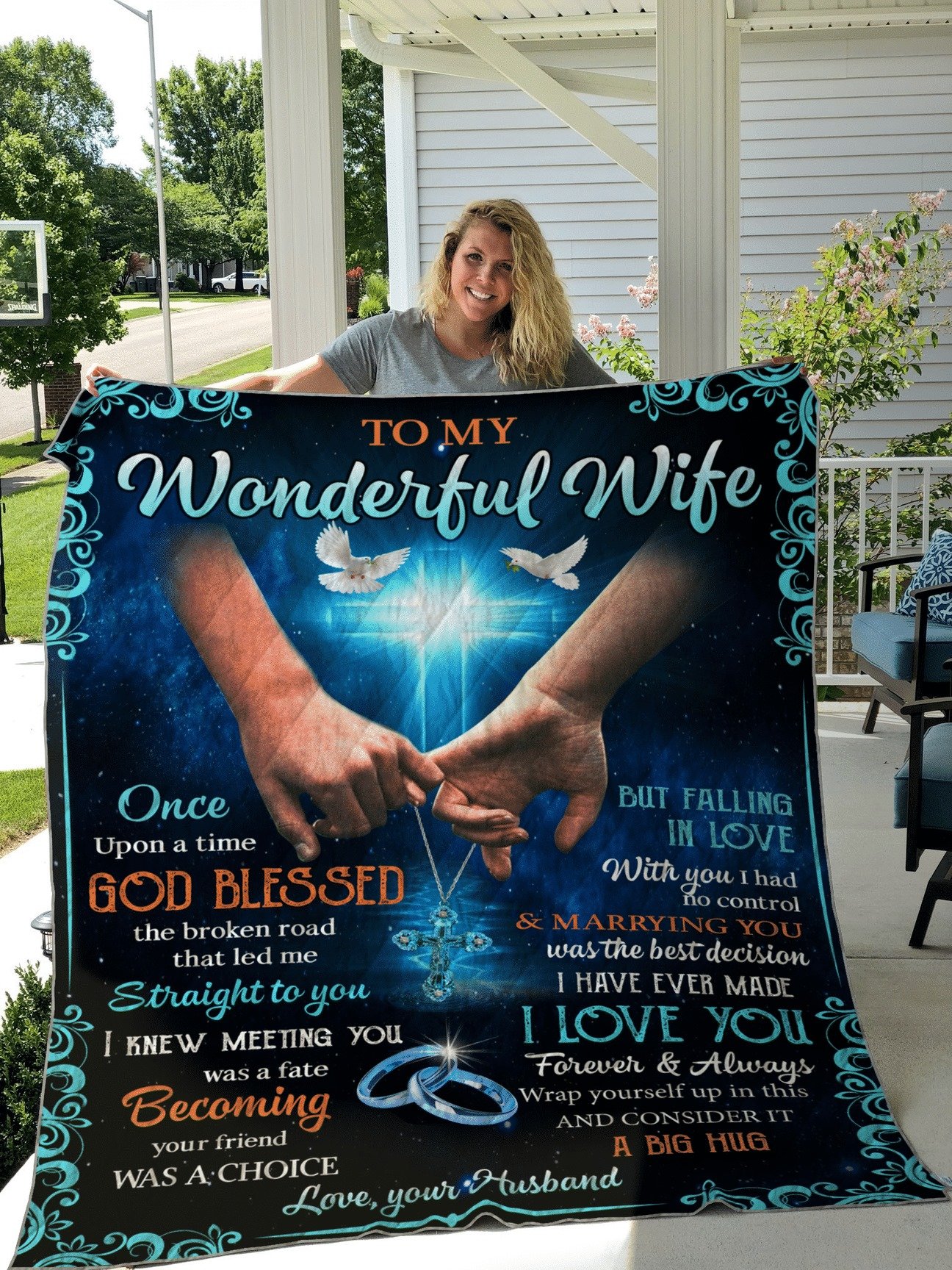 To My Wonderful Wife Once Upon A Time Fleece Blanket And Quilt Blanket, Home Decor Bedding Couch Sofa Soft and Comfy Cozy