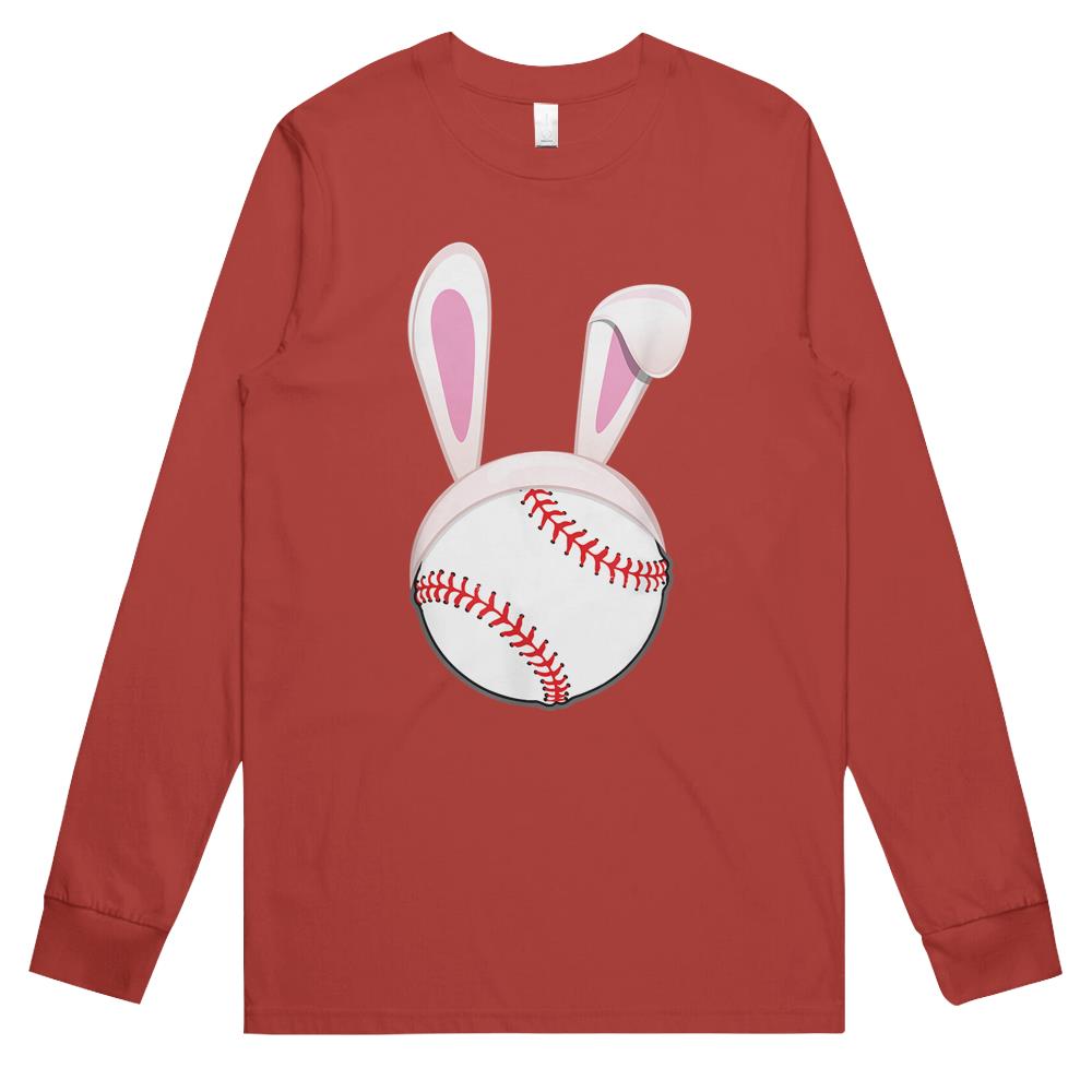 Baseball Easter Bunny Ears Rabbit Spring Holiday Player Long Sleeve T Shirts