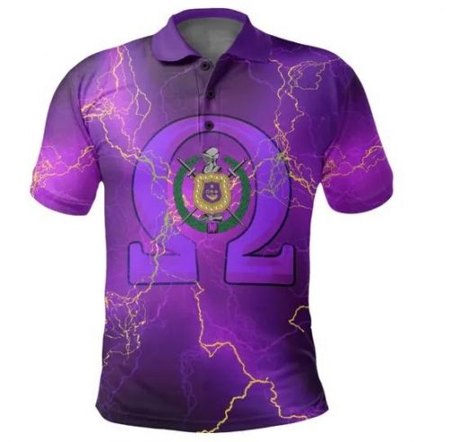 Omega Psi Phi 1911 Omega Symbol Thunder Background Polo Shirt