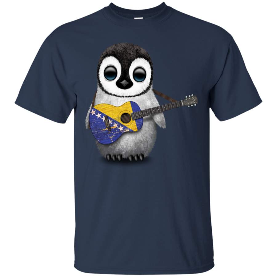 BOSNIA AND HERZEGOVINA – Baby Penguin Playing Bosnian Flag Guitar T Shirt & Hoodie