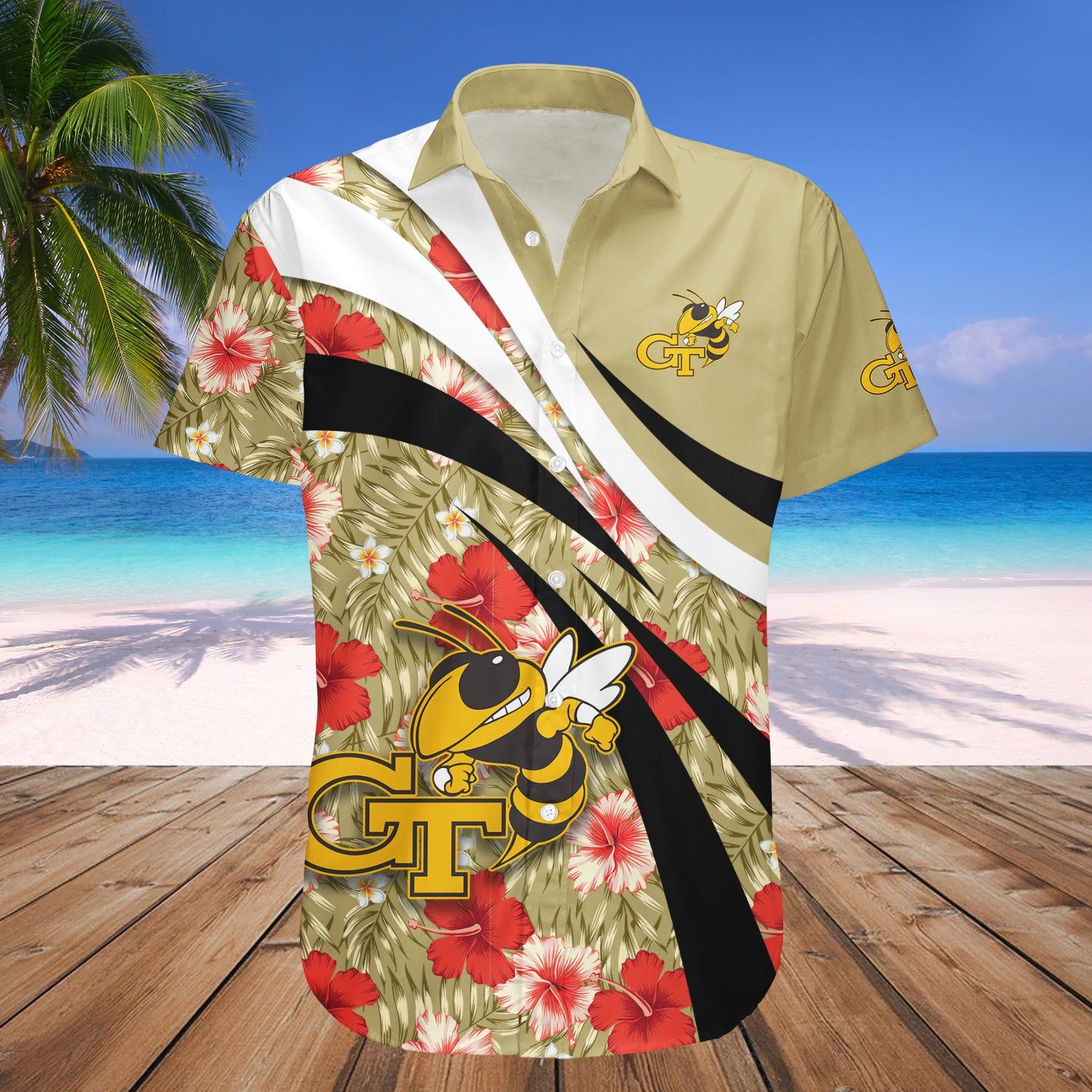 Georgia Tech Yellow Jackets Hawaii Shirt Hibiscus Sport Style – NCCA