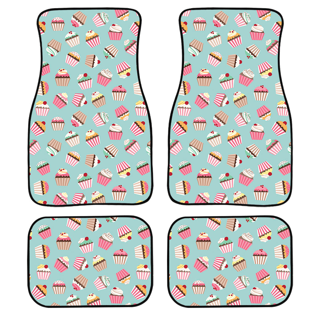 Pastel Cupcake Pattern Print Front And Back Car Floor Mats, Front Car Mat