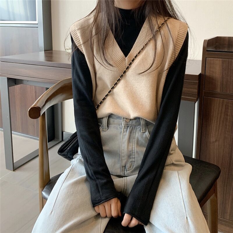 Sweater Vest Women Solid Simple V-neck Leisure Basic Outwear All-match Elegant Spring Office Ladies Colorful Fashion Sweaters alx