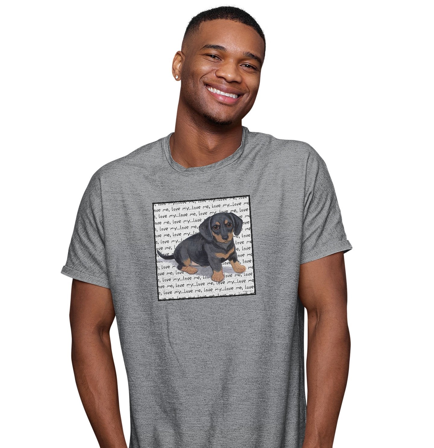 Dachshund Puppy Love Text – Adult Unisex T-Shirt