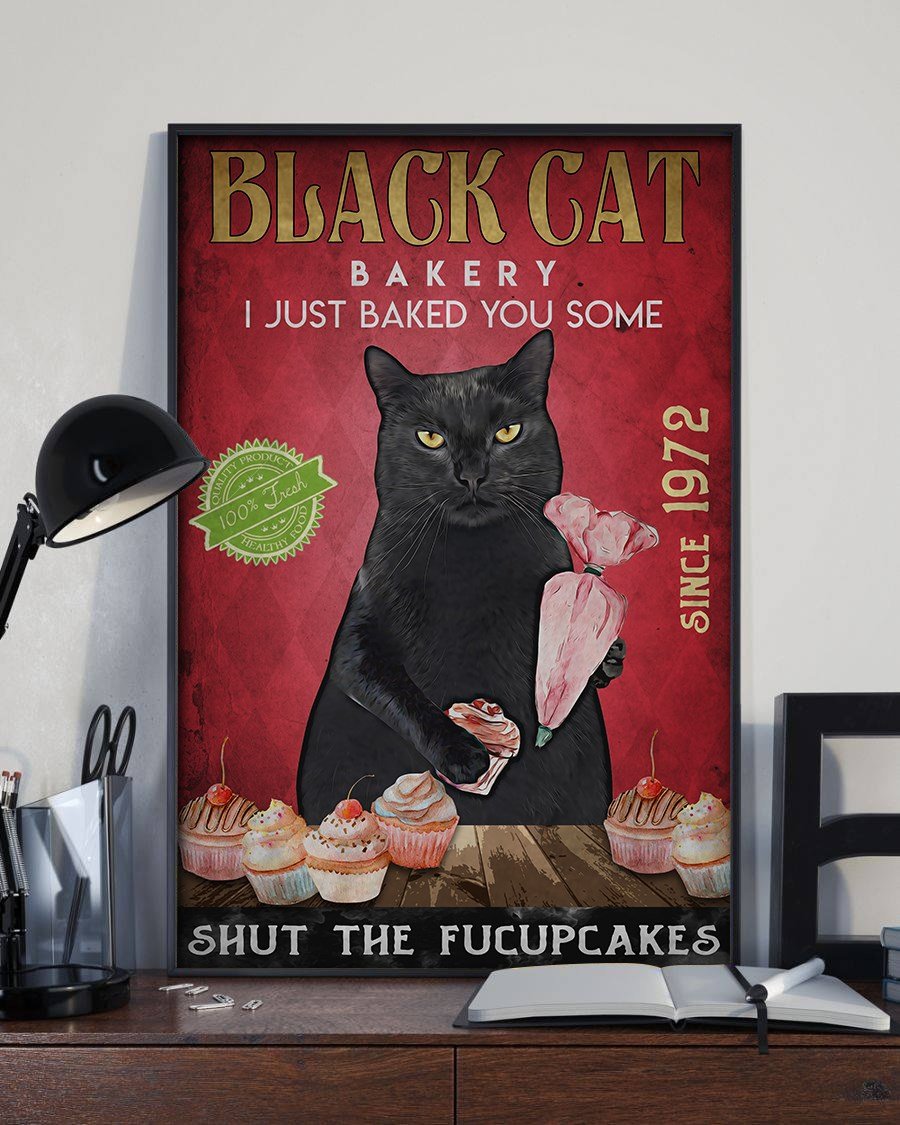 Black Cat Shut The Fucupcakes Vintage Poster - Poster Art Design