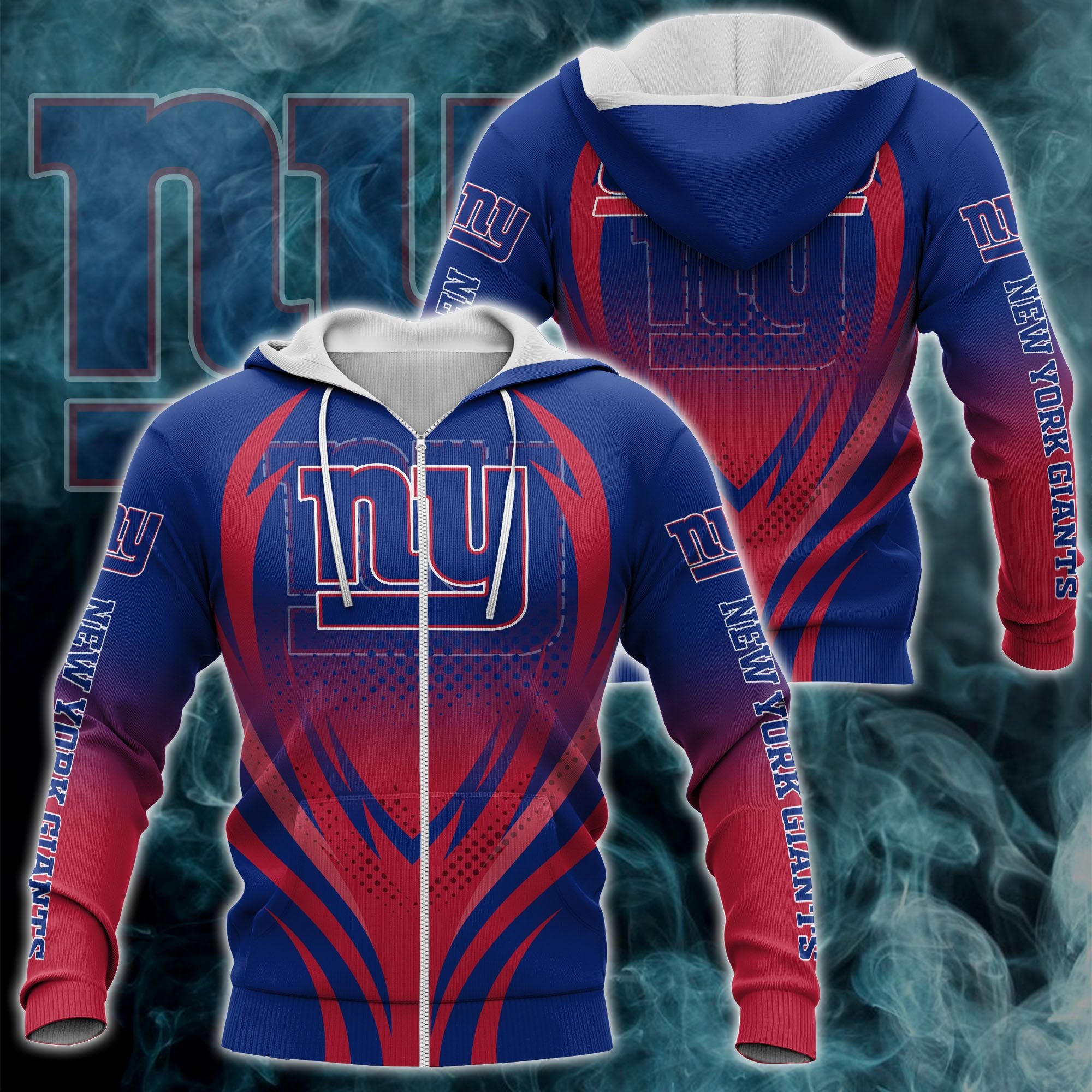 New York Giants Zipper Hoodie 3D Print H04Fs