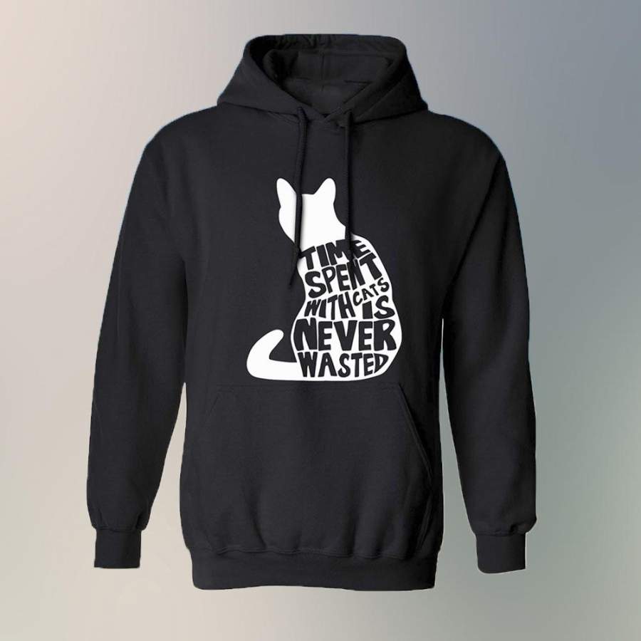 Time Spent With Cats Is Never Wasted Animal Pet Cute Print Design Hoodie Sweatshirt