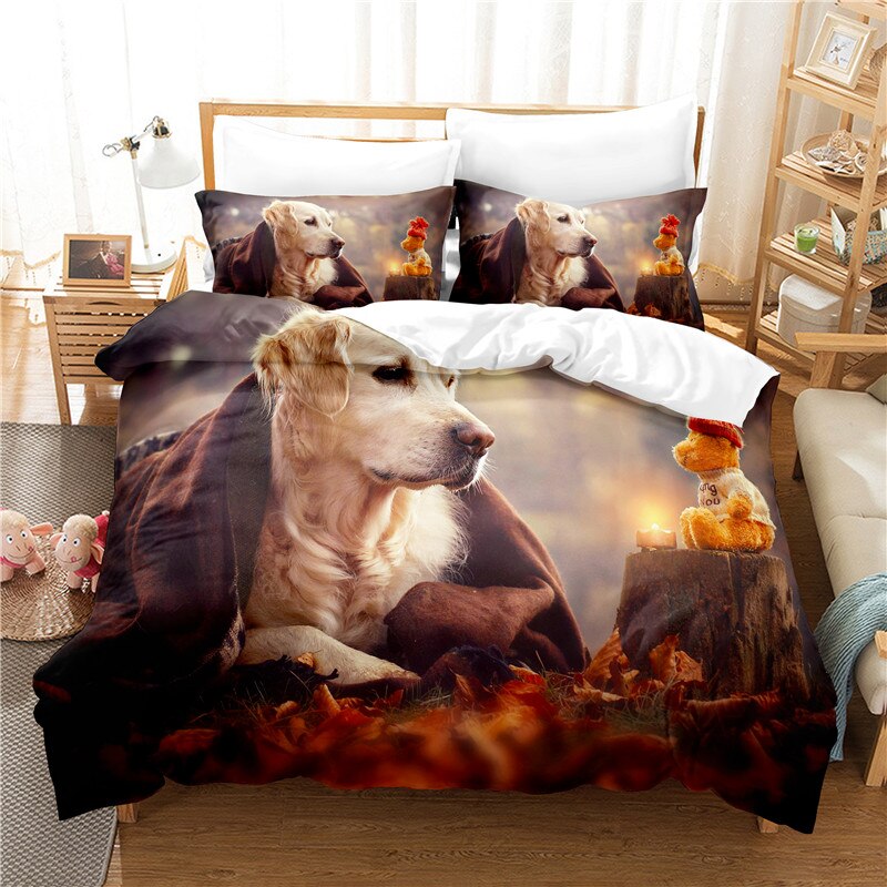 Cute Puppy Bedding Set Duvet Cover Set 3D Bedding Digital Printing Bed Linen Queen Size Bedding Set Fashion Design