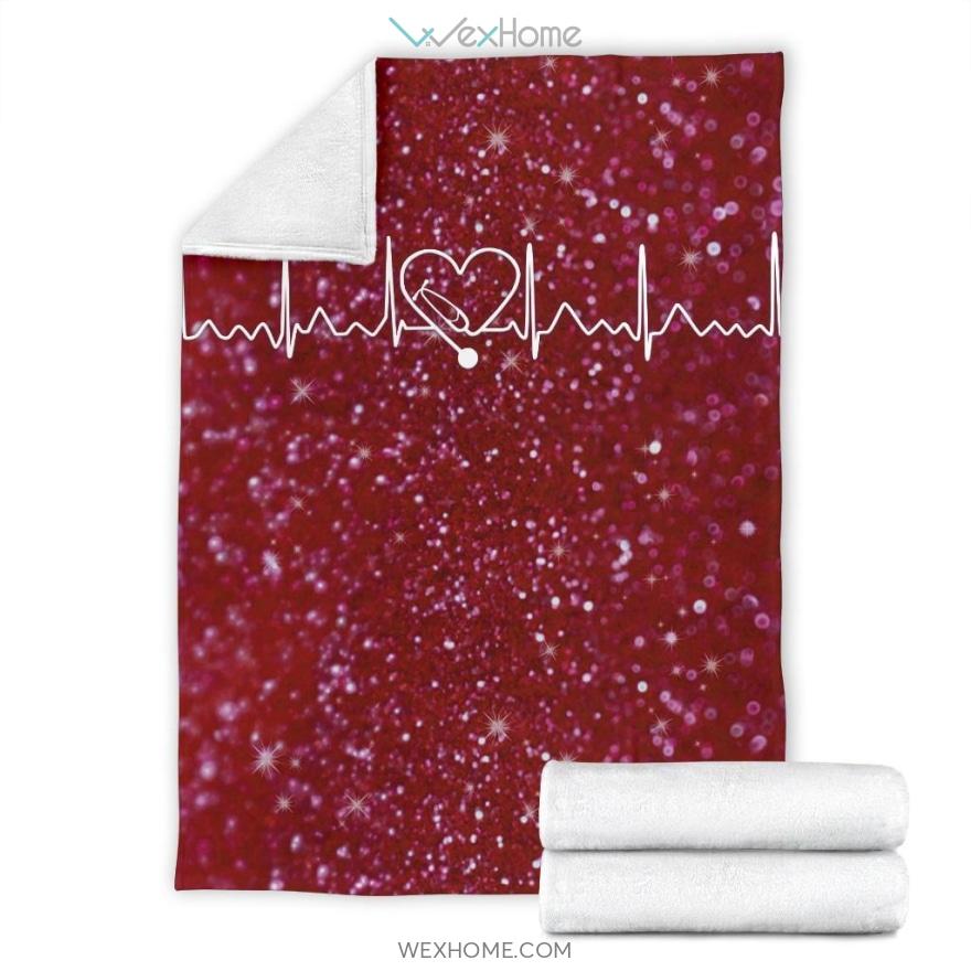 Nurse Heartbeat Red Premium Blanket