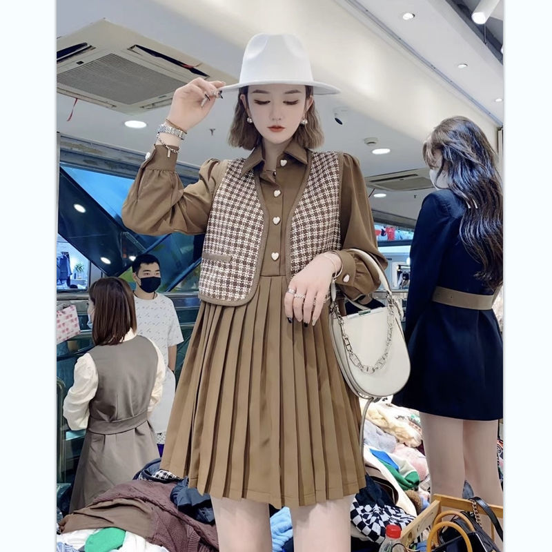 2022 New Spring Clothing Women Two Piece Sets Casual Long Sleeve Shirt Dress and Vest Female Dresses Suit 2piece Outfits E349 alx