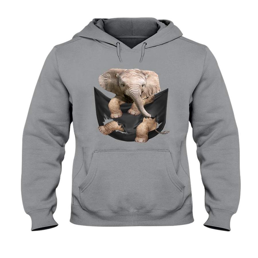 Adorable Baby Elephant In Middle Pocket For Elephant Lovers Hoodie