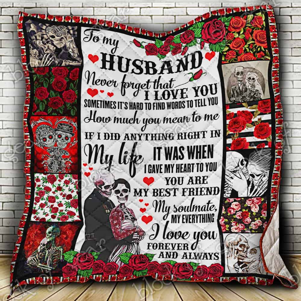 To My Husband, Skull Couple Style Quilt Np274